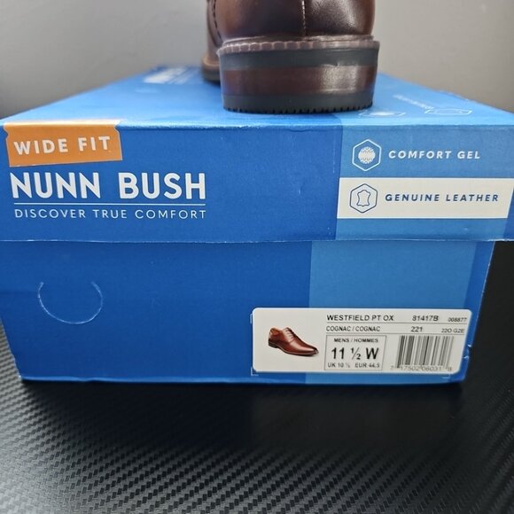 NIB Nunn Bush Westfield Plain Toe Cognac Color Size 11.5 Wide Mens Dress Shoe main image 7